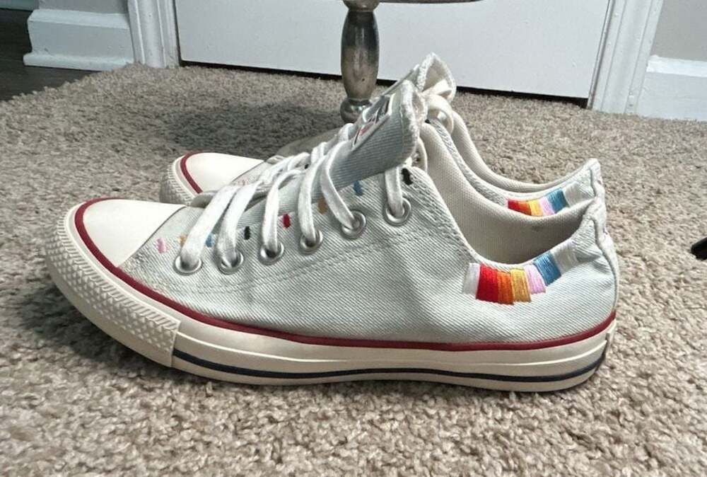 Rainbow embroidered Converse All Star Low TopSneakers - Picture 5 of 13